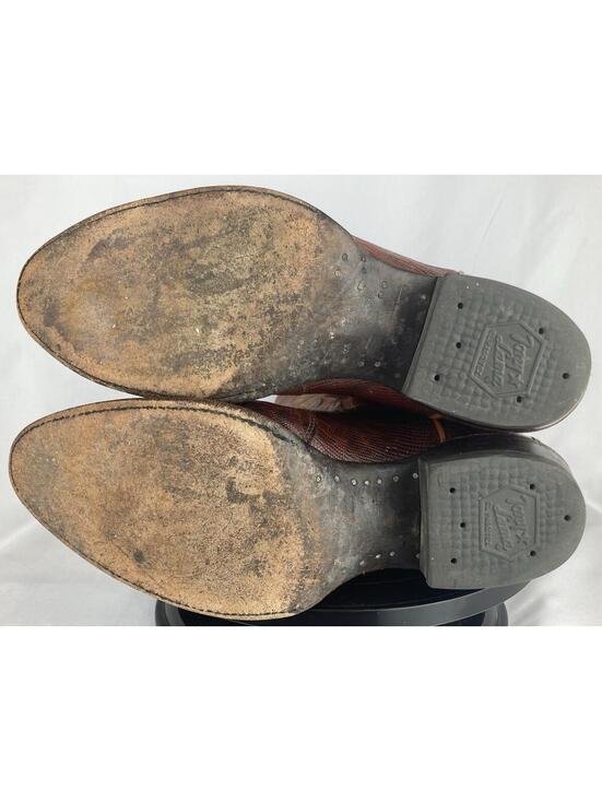 Men 9.5 D VTG Tony Lama 8540 Brown Exotic Teju Lizard Skin Cowboy Western Boots main image 4